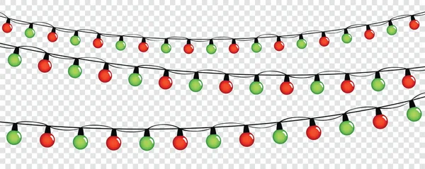 Red Green Fairy Lights Christmas Birthday Party Isolated Vector Illustration — Stockový vektor
