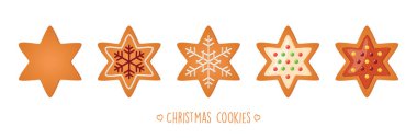 christmas cookies gingerbread set with different icing and sugar decoration star vector illustration EPS10