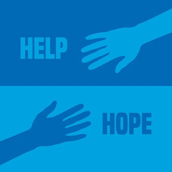 Help Hope Concept Human Hands Blue Background Vector Illustration Eps10 — Διανυσματικό Αρχείο