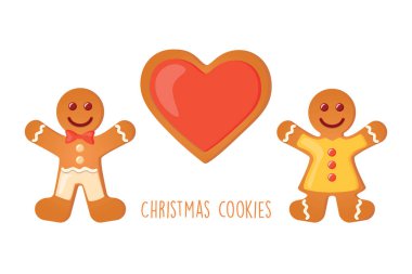 christmas cookies gingerbread set sweet decoration love vector illustration EPS10