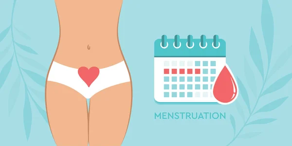 Female Body Menstruation Hygiene Calendar Woman Vector Illustration Eps10 — Stockvector