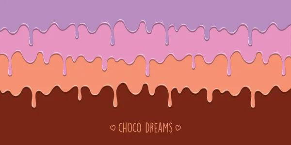 Солодкий Смачно Тане Шоколадне Глазурування Фону Чоко Мрії Векторні Ілюстрації — стоковий вектор