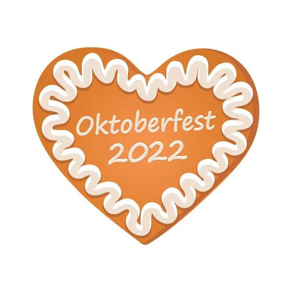 Gingerbread Heart Oktoberfest Edelweiss Decoration Vector Illustration Eps10 — Vetor de Stock