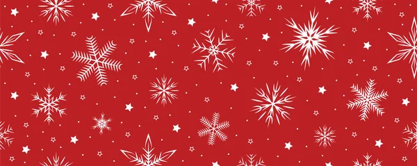 Κόκκινο Και Άσπρο Χριστούγεννα Απρόσκοπτη Νιφάδα Φόντο Πανό Διάνυσμα Εικονογράφηση — Διανυσματικό Αρχείο
