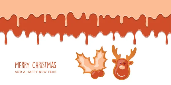 Christmas Greeting Card Cookies Gingerbread Set Sweet Decoration Vector Illustration — Image vectorielle