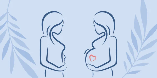 Pregnant Pregnant Woman Baby Belly Vector Illustration Eps10 —  Vetores de Stock
