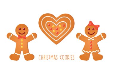 christmas cookies gingerbread set sweet decoration love vector illustration EPS10