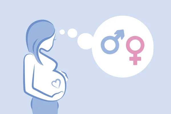 Έγκυος Κορίτσι Σκεφτείτε Μωρό Αγόρι Κορίτσι Διανυσματική Απεικόνιση Eps10 — Διανυσματικό Αρχείο