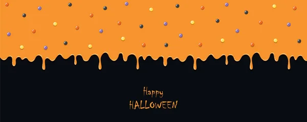 Narancs Édes Ízletes Olvadás Boldog Halloween Jegesedés Háttér Vektor Illusztráció — Stock Vector