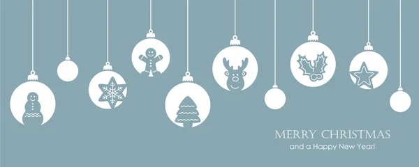 Weihnachtsgrußkarte Mit Baumkugeln Dekoration Vektor Illustration Eps10 — Stockvektor