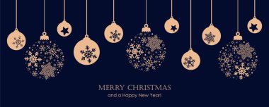 Asılan top süsleme vektörü resimli mutlu noel kartları EPS10