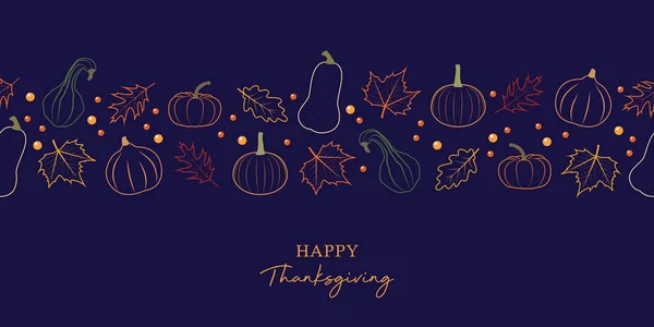 Happy Thanksgiving Greeting Card Pumpkin Autumn Leave Banner Vector Illustration — 스톡 벡터