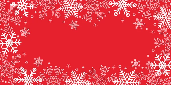 Λευκό Πλαίσιο Νιφάδων Χιονιού Χριστουγέννων Κόκκινο Φόντο Διανυσματική Απεικόνιση Eps10 — Διανυσματικό Αρχείο