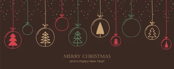 Weihnachtskarte Mit Tannenbaumkugeln Hängende Dekoration Vektor Illustration Eps10 — Stockvektor