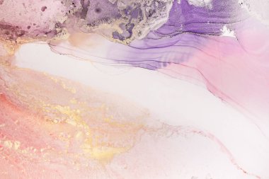 Alkol mürekkebi tekniğinde soyut akışkan resim, mavi, kırmızı ve altın karışımı boyalar. Altın damarlar parlayan mermer taşlar. Yüksek çözünürlük Donmuş boya karışımları, inanılmaz desenler ve lekeler örüyor..