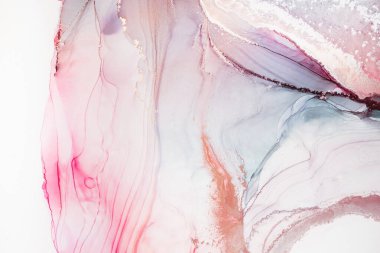 Alkol mürekkebi tekniğinde soyut akışkan resim, mavi, kırmızı ve altın karışımı boyalar. Altın damarlar parlayan mermer taşlar. Yüksek çözünürlük Donmuş boya karışımları, inanılmaz desenler ve lekeler örüyor..