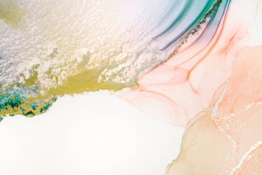 Alkol mürekkebi tekniğinde soyut akışkan resim, mavi, kırmızı ve altın karışımı boyalar. Altın damarlar parlayan mermer taşlar. Yüksek çözünürlük Donmuş boya karışımları, inanılmaz desenler ve lekeler örüyor..