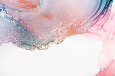 Alkol mürekkebi tekniğinde soyut akışkan resim, mavi, kırmızı ve altın karışımı boyalar. Altın damarlar parlayan mermer taşlar. Yüksek çözünürlük Donmuş boya karışımları, inanılmaz desenler ve lekeler örüyor..