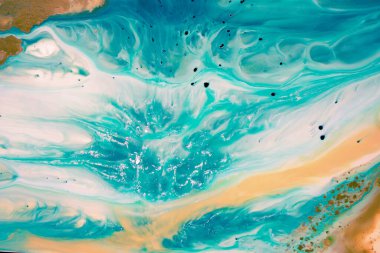 Soyut akrilik resim. Mermer mavisi soyut arkaplan. Sıvı mermer deseni. El boyası arka plan, karışık sıvı kırmızı, mavi ve yeşil boyalarla. Modern sanat. 