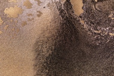 Altın yaldızlı arka plan, parlak parlak ışık konfetisi. Modern sanat. Soyut renkli duvar kâğıdı. Afişler için Sıvı Sanat, ruhani grafik tasarımı.