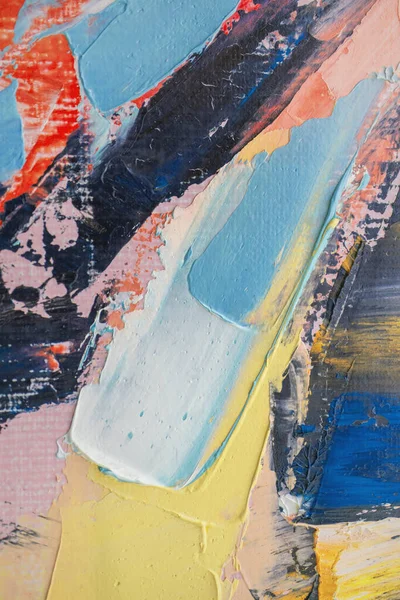Konceptuální abstraktní malba páru vlků. Malování v mnohobarevných tónech. Detailní záběr obrazu olejovým a paletovým nožem na plátně. — Stock fotografie