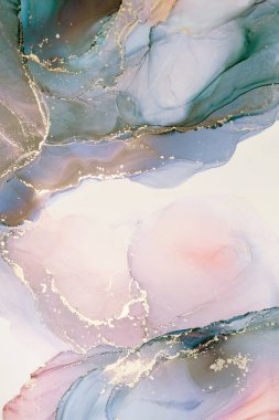 Mürekkep, boya, soyut. Tabloya yakın çekim. Renkli soyut resim arkaplanı. Yüksek desenli mürekkep, arylik boya. Yüksek kaliteli detaylar.