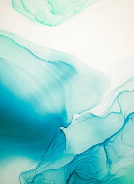 Alkol mürekkebi renkleri saydam. Soyut çağdaş sanat sıvısı. Mermer kart sunumu, el ilanı, davetiye kartı. Beyaz arkaplanda ihale dekorasyonu izole edildi. Tabloya yakın çekim.