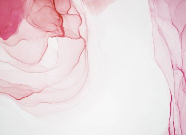 Alkol mürekkebi renkleri saydam. Soyut çağdaş sanat sıvısı. Mermer kart sunumu, el ilanı, davetiye kartı. Beyaz arkaplanda ihale dekorasyonu izole edildi. Tabloya yakın çekim.