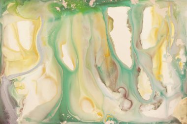 Soyut akrilik resim. Mermer mavisi soyut arkaplan. Sıvı mermer deseni. Karışık mavi ve yeşil boyalarla el boyası arka plan. Modern sanat.