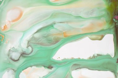 Soyut akrilik resim. Mermer mavisi soyut arkaplan. Sıvı mermer deseni. Karışık mavi ve yeşil boyalarla el boyası arka plan. Modern sanat.