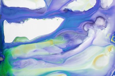 Soyut akrilik resim. Mermer mavisi soyut arkaplan. Sıvı mermer deseni. Karışık mavi ve yeşil boyalarla el boyası arka plan. Modern sanat.
