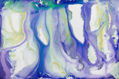 Soyut akrilik resim. Mermer mavisi soyut arkaplan. Sıvı mermer deseni. Karışık mavi ve yeşil boyalarla el boyası arka plan. Modern sanat.