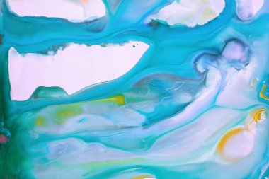 Soyut akrilik resim. Mermer mavisi soyut arkaplan. Sıvı mermer deseni. Karışık mavi ve yeşil boyalarla el boyası arka plan. Modern sanat.