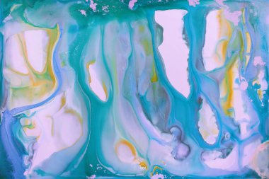 Soyut akrilik resim. Mermer mavisi soyut arkaplan. Sıvı mermer deseni. Karışık mavi ve yeşil boyalarla el boyası arka plan. Modern sanat.