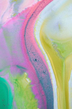 Soyut akrilik resim. Mermer mavisi soyut arkaplan. Sıvı mermer deseni. Karışık mavi ve yeşil boyalarla el boyası arka plan. Modern sanat.