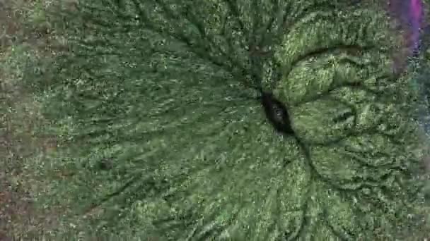 Třpytivý Tekutý Pohyb Přikrývka Třpytivé Zelené Tekuté Barvy Abstraktní Grunge — Stock video