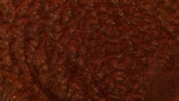 Liquid Color Copper Iron Rust Brilliant Pigment Water Flickers Waves — Stock Video