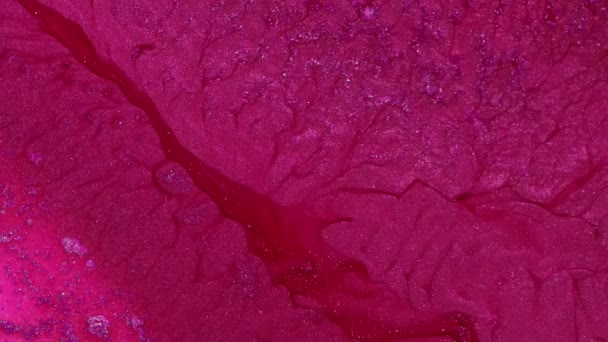 Abstract Vloeiende Kunstachtergrond Sprankelende Glittergolven Van Levendig Roze Water Macro — Stockvideo