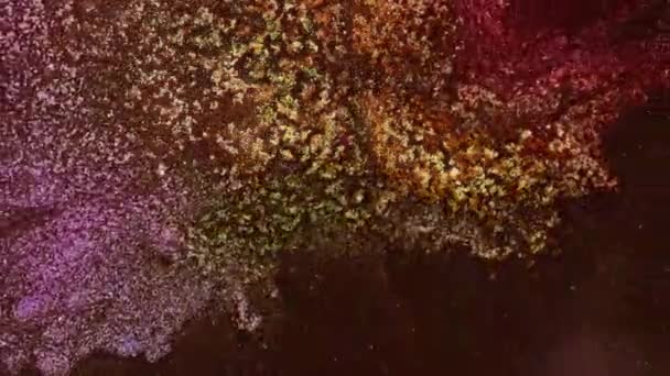 Abstrakte Grunge Fluid Art Hintergründe Bewegung Von Goldenen Sandpartikeln Lila — Stockvideo