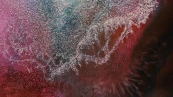 Helle Abstrakte Flüssige Kunst Hintergrund Intensive Farbspritzer Fuchsia Rosa Weiß — Stockvideo