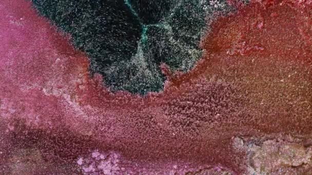 Streszczenie Grunge Fluid Tła Sztuki Interakcje Farb Różowych Złotych Koralowych — Wideo stockowe