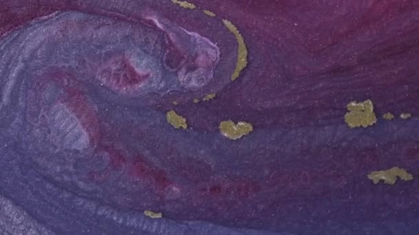 闪烁的抽象的发牢骚背景类似于多色灰尘的运动 充满了明亮的紫色 蓝色油墨的色彩 流体艺术绘画视频 抽象纹理与 — 图库视频影像