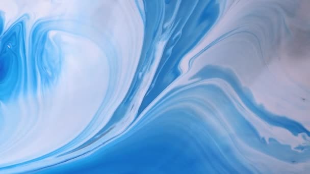 Textura Líquida Acrílica Azul Movimento Misturado Colorido Fundo Pintura Abstrato — Vídeo de Stock