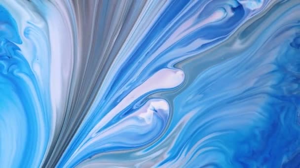 Blauwe Acryl Vloeibare Textuur Motie Gemengd Kleurrijk Abstracte Verf Achtergrond — Stockvideo
