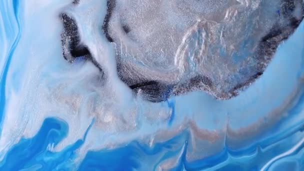Textura Líquida Acrílica Azul Movimento Misturado Colorido Fundo Pintura Abstrato — Vídeo de Stock