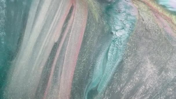 Kolorowe Abstrakcyjne Malowanie Żywicą Epoksydową Ruch Płynu Brokatowego Videoart Nadaje — Wideo stockowe