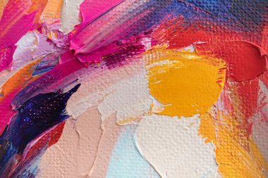 Renkli soyut doku. Modern sanat okulu kavramı. Yaratıcı bir çalışma. Yağlı boya kokuları ve palette palet bıçağı. Yüksek kalite fotoğraf. Renkli desen boyası.