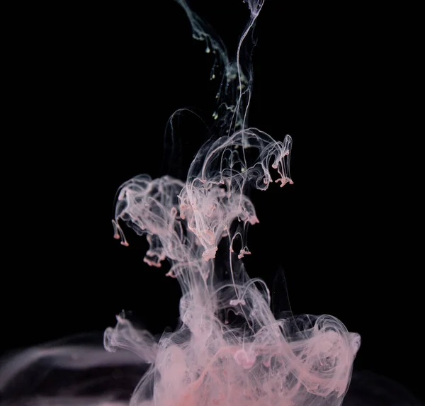 Echte Farbspritzer Fallen Ins Wasser Kollision Einer Abstrakten Rosa Tinte — Stockfoto