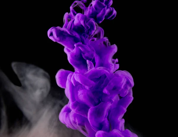 Real Shot Color Paint Drops Water Abstract Violet Ink Cloud — Stock Photo, Image