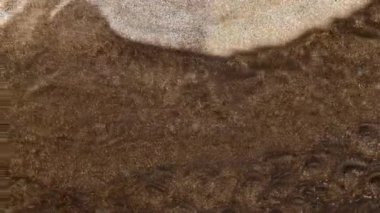 Bronz toz parçacıkları havada yavaş çekimde uçar ve yavaşça kalır. Toz Parçacıkları. Kar tanecikleri. Yüksek kalite 4k görüntü.